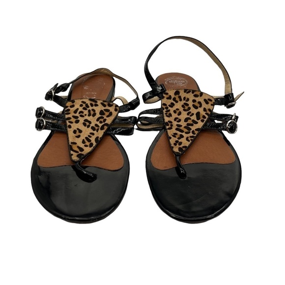 Jeffrey Campbell Johnny Fur Leopard Print Flat T-Strap Sandals Size 8 Women's - Picture 3 of 9